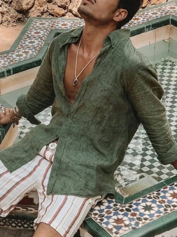 قميص رجالي كاجوال بأكمام طويلة