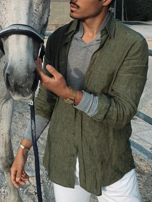 قميص رجالي كاجوال بأكمام طويلة